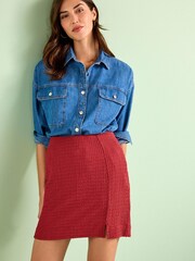 Red Textured Mini Skirt - Image 1 of 5