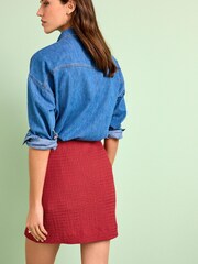 Red Textured Mini Skirt - Image 3 of 5