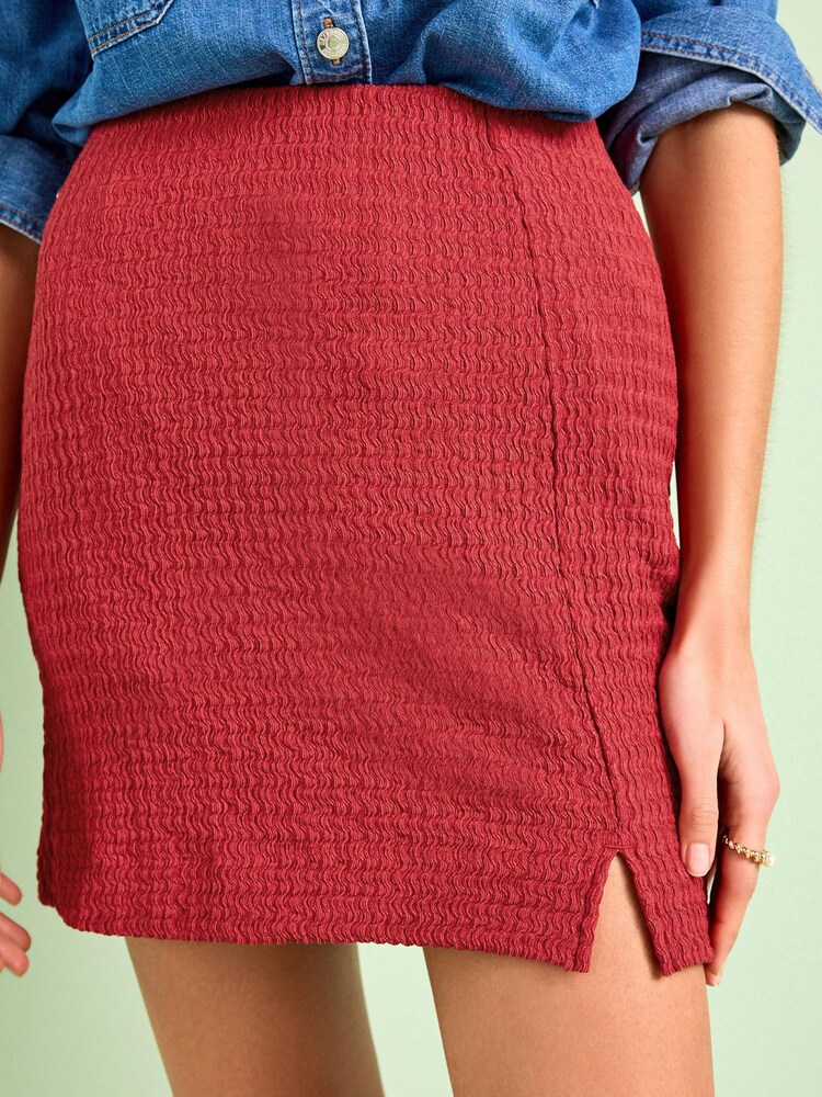 Red Textured Mini Skirt - Image 4 of 5
