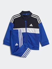 adidas Blue Sportswear Tiberio 3-Stripes Colourblock Shiny Tracksuit Kids - Image 1 of 7