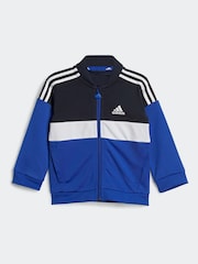 adidas Blue Sportswear Tiberio 3-Stripes Colourblock Shiny Tracksuit Kids - Image 2 of 7