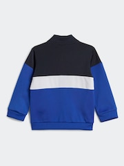 adidas Blue Sportswear Tiberio 3-Stripes Colourblock Shiny Tracksuit Kids - Image 3 of 7