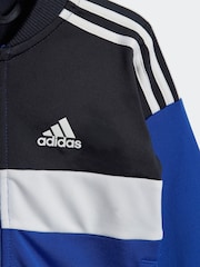 adidas Blue Sportswear Tiberio 3-Stripes Colourblock Shiny Tracksuit Kids - Image 5 of 7