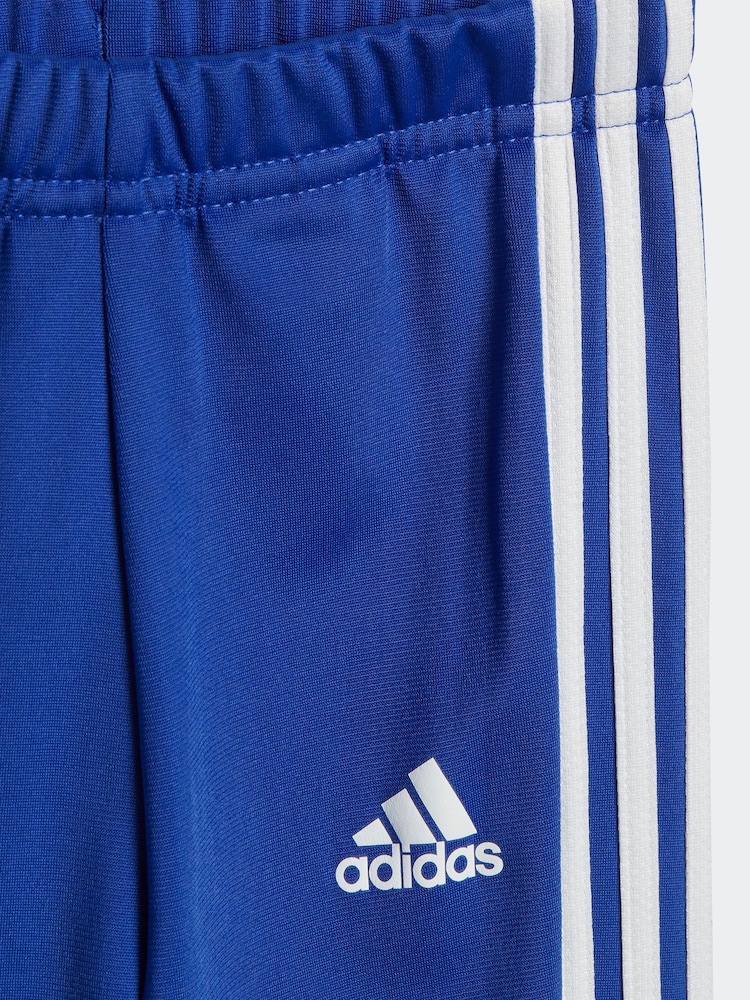 adidas Blue Sportswear Tiberio 3-Stripes Colourblock Shiny Tracksuit Kids - Image 7 of 7