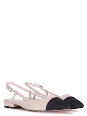 Linzi Black & White Junie Court Shoes With Squared Toe - Image 3 of 4