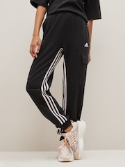 adidas Black Tapered Sportswear Dance 3-Stripes High-waisted Cargo Joggers - Image 1 of 9