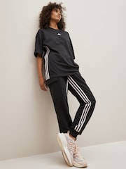 adidas Black Tapered Sportswear Dance 3-Stripes High-waisted Cargo Joggers - Image 2 of 9