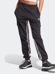 adidas Black Tapered Sportswear Dance 3-Stripes High-waisted Cargo Joggers - Image 4 of 9