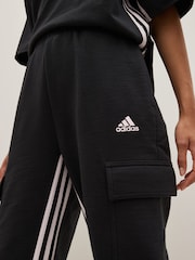 adidas Black Tapered Sportswear Dance 3-Stripes High-waisted Cargo Joggers - Image 7 of 9