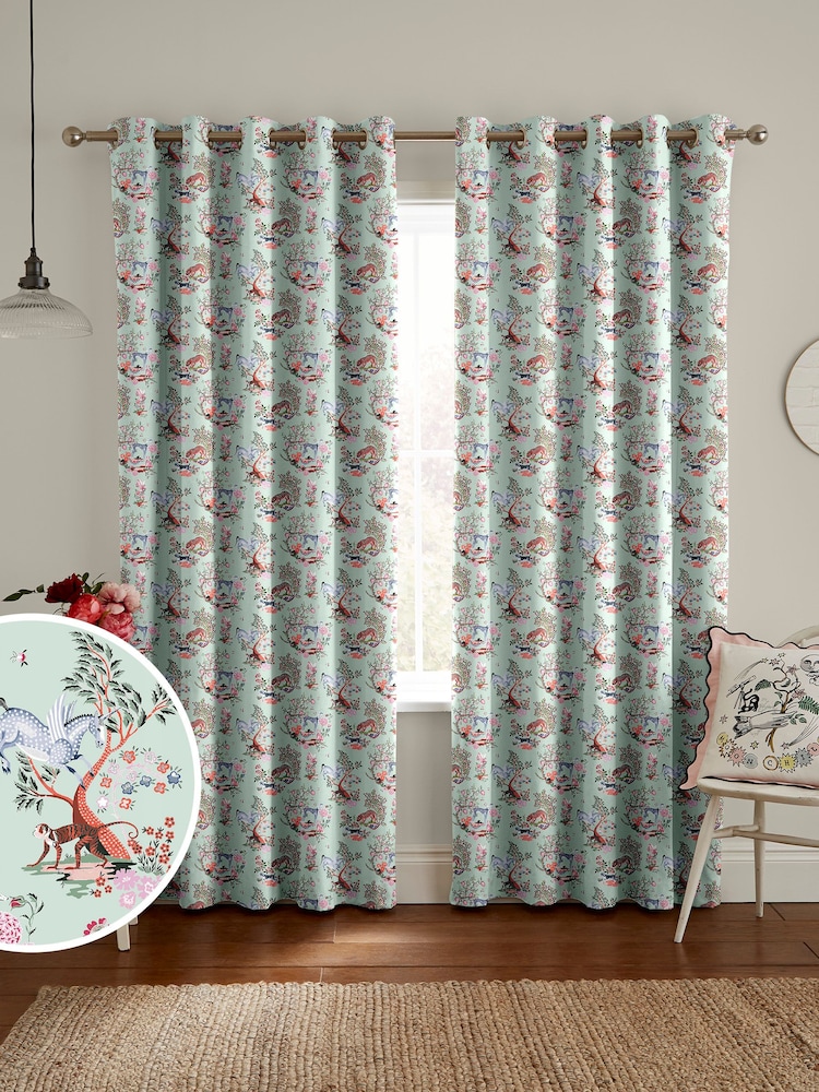 Cath Kidston Green Magical Kingdom Made to Measure 100% Cotton Curtains - Image 1 of 9