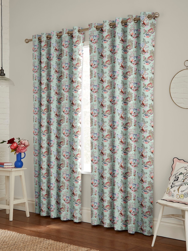 Cath Kidston Green Magical Kingdom Made to Measure 100% Cotton Curtains - Image 2 of 9