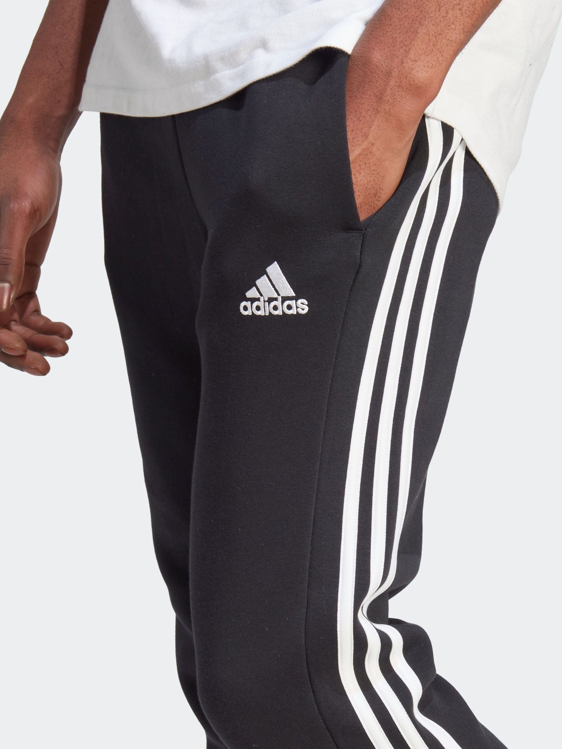 adidas Black Essentials 3 Stripe Joggers