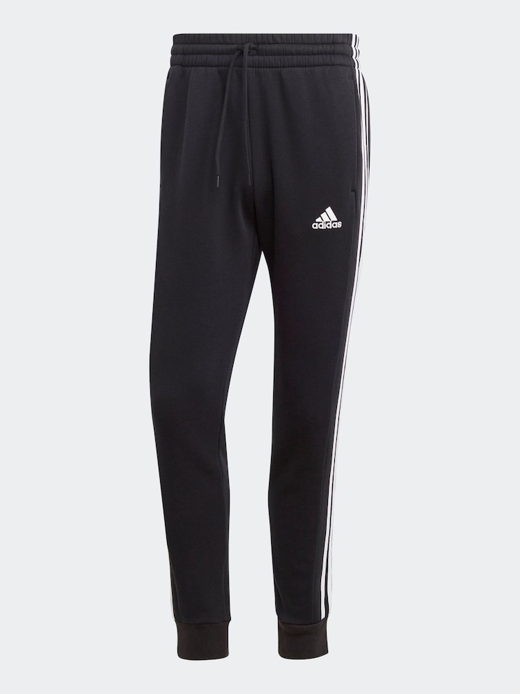 adidas Black Essentials 3 Stripe Joggers - Image 6 of 6