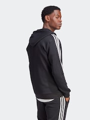 adidas Black Essentials Fleece 3 Stripes Zip Up Hoodie - Image 2 of 6