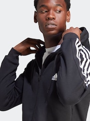 adidas Black Essentials Fleece 3 Stripes Zip Up Hoodie - Image 5 of 6