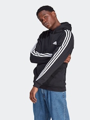 adidas Black Essentials Fleece 3-Stripes Hoodie - Image 1 of 6