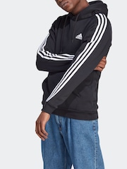 adidas Black Essentials Fleece 3-Stripes Hoodie - Image 2 of 6