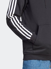 adidas Black Essentials Fleece 3-Stripes Hoodie - Image 5 of 6