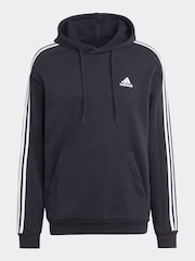 adidas Black Essentials Fleece 3-Stripes Hoodie - Image 6 of 6
