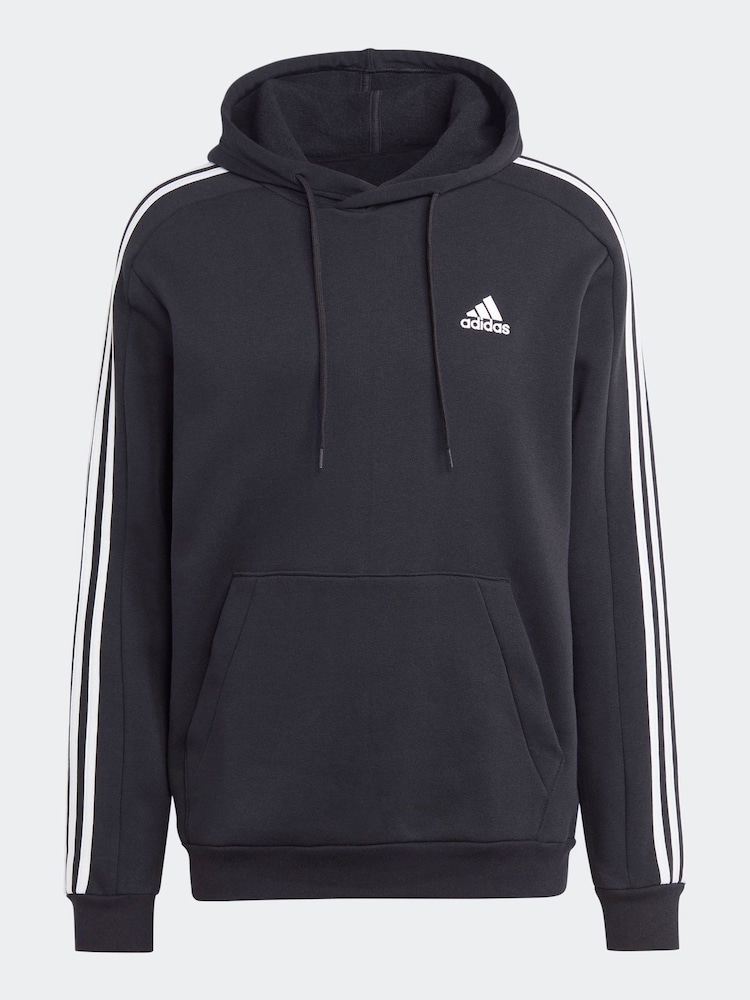adidas Black Essentials Fleece 3-Stripes Hoodie - Image 6 of 6