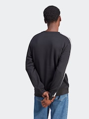 adidas Black Essentials Fleece 3 Stripes Sweatshirt - Image 3 of 8