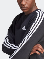 adidas Black Essentials Fleece 3 Stripes Sweatshirt - Image 5 of 8