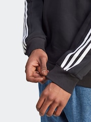 adidas Black Essentials Fleece 3 Stripes Sweatshirt - Image 6 of 8