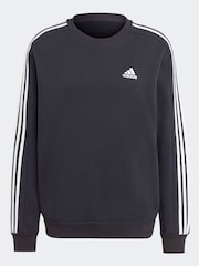 adidas Black Essentials Fleece 3 Stripes Sweatshirt - Image 7 of 8