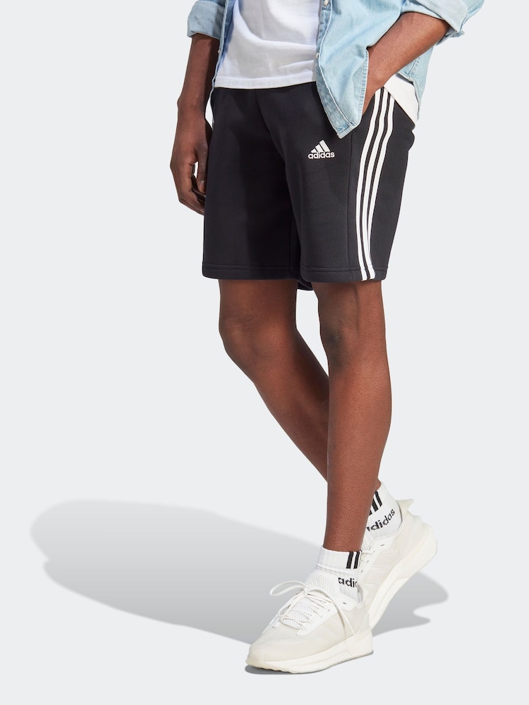 adidas Black Sportswear Essentials Fleece 3-Stripes Shorts - Image 1 of 6