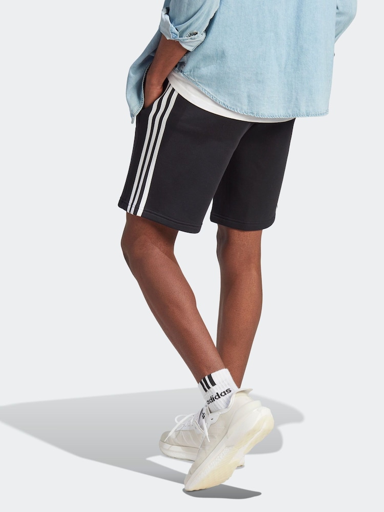 adidas Black Sportswear Essentials Fleece 3-Stripes Shorts - Image 2 of 6