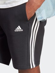 adidas Black Sportswear Essentials Fleece 3-Stripes Shorts - Image 4 of 6