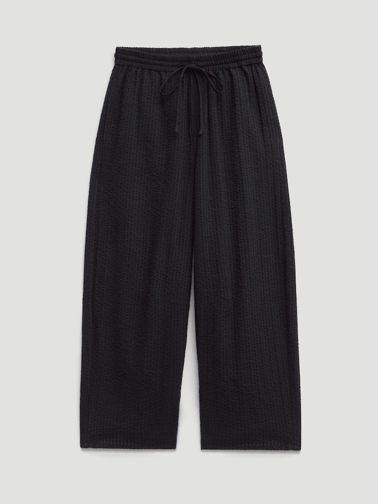 Hush Black Erris Seersucker Cotton Barrel Leg Trousers - Image 5 of 5 Hush Black Erris Seersucker Cotton Barrel Leg Trousers - Image 5 of 5