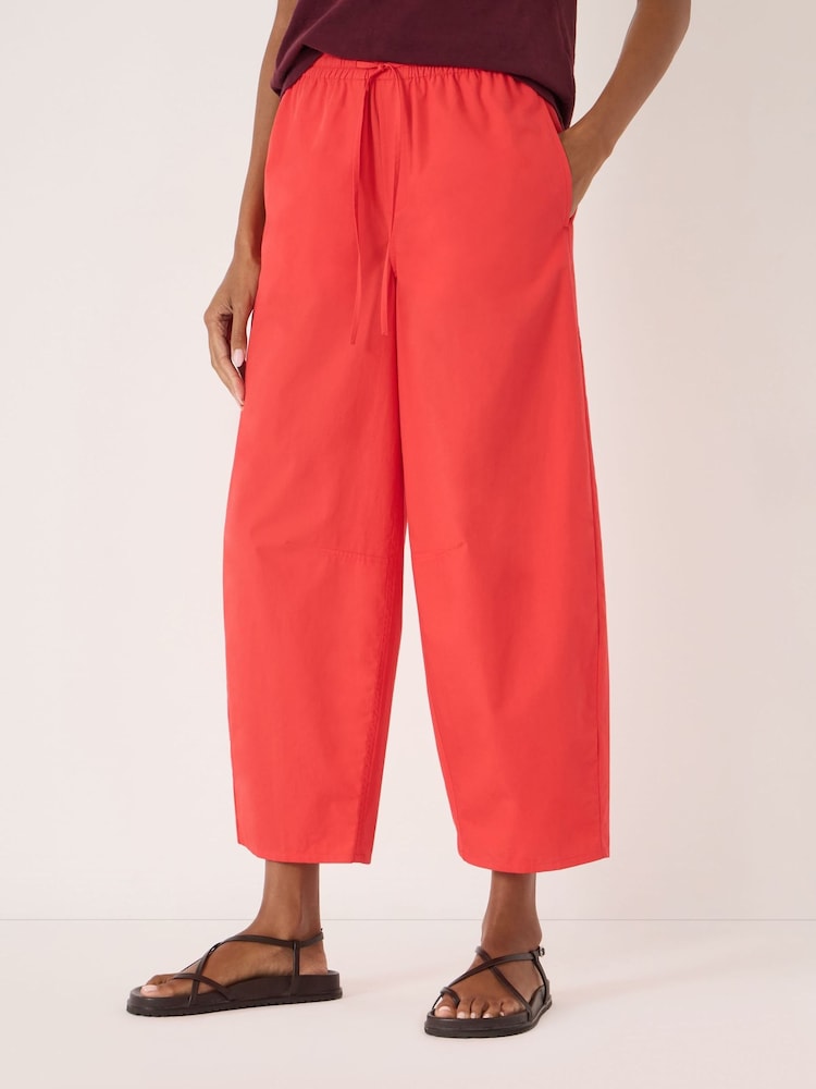 Hush Red Juno Laundered Cotton Barrel Leg Trousers - Image 1 of 5 Hush Red Juno Laundered Cotton Barrel Leg Trousers - Image 1 of 5