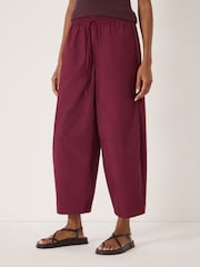 Hush Maroon Juno Laundered Cotton Barrel Leg Trousers - Image 1 of 5