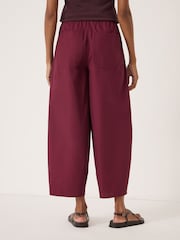 Hush Maroon Juno Laundered Cotton Barrel Leg Trousers - Image 3 of 5
