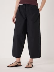 Hush Black Juno Laundered Cotton Barrel Leg Trousers - Image 1 of 5