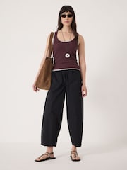 Hush Black Juno Laundered Cotton Barrel Leg Trousers - Image 3 of 5