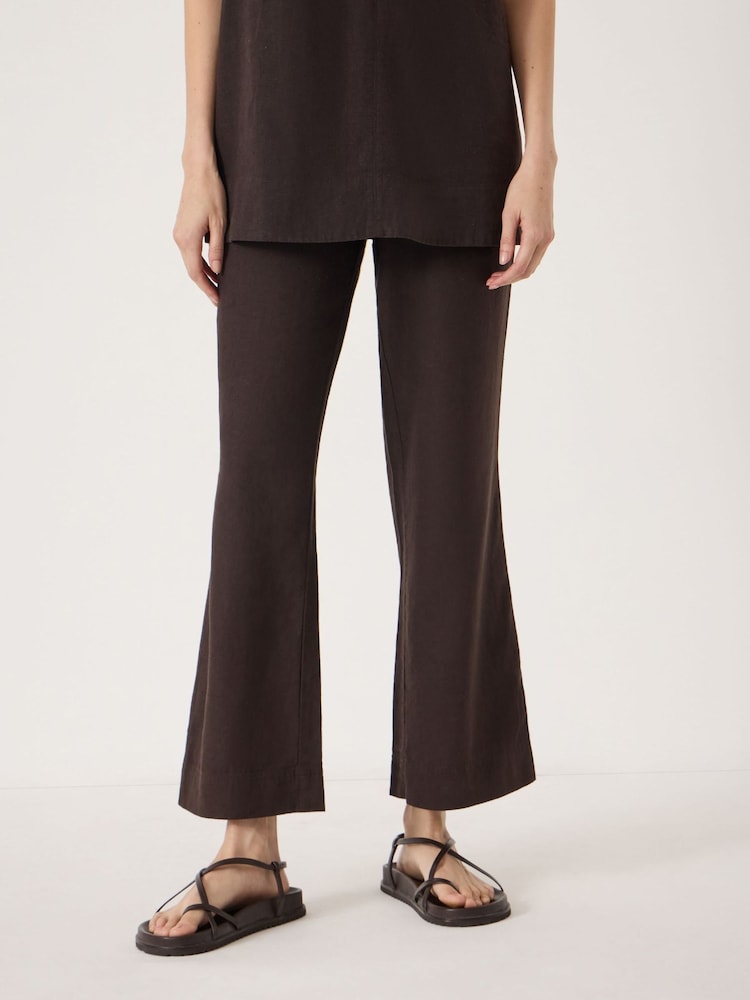 Hush Brown Suki Linen Blend Crop Trousers - Image 1 of 5