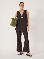 Hush Brown Suki Linen Blend Crop Trousers - Image 2 of 5