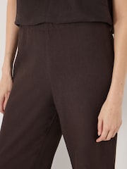 Hush Brown Suki Linen Blend Crop Trousers - Image 4 of 5