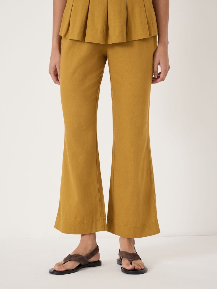 Hush Yellow Suki Linen Blend Crop Trousers - Image 2 of 5