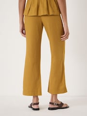 Hush Yellow Suki Linen Blend Crop Trousers - Image 3 of 5