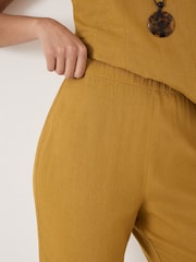 Hush Yellow Suki Linen Blend Crop Trousers - Image 4 of 5