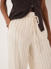 Hush Natural Aella Linen Pinstripe Barrel Trousers - Image 4 of 5