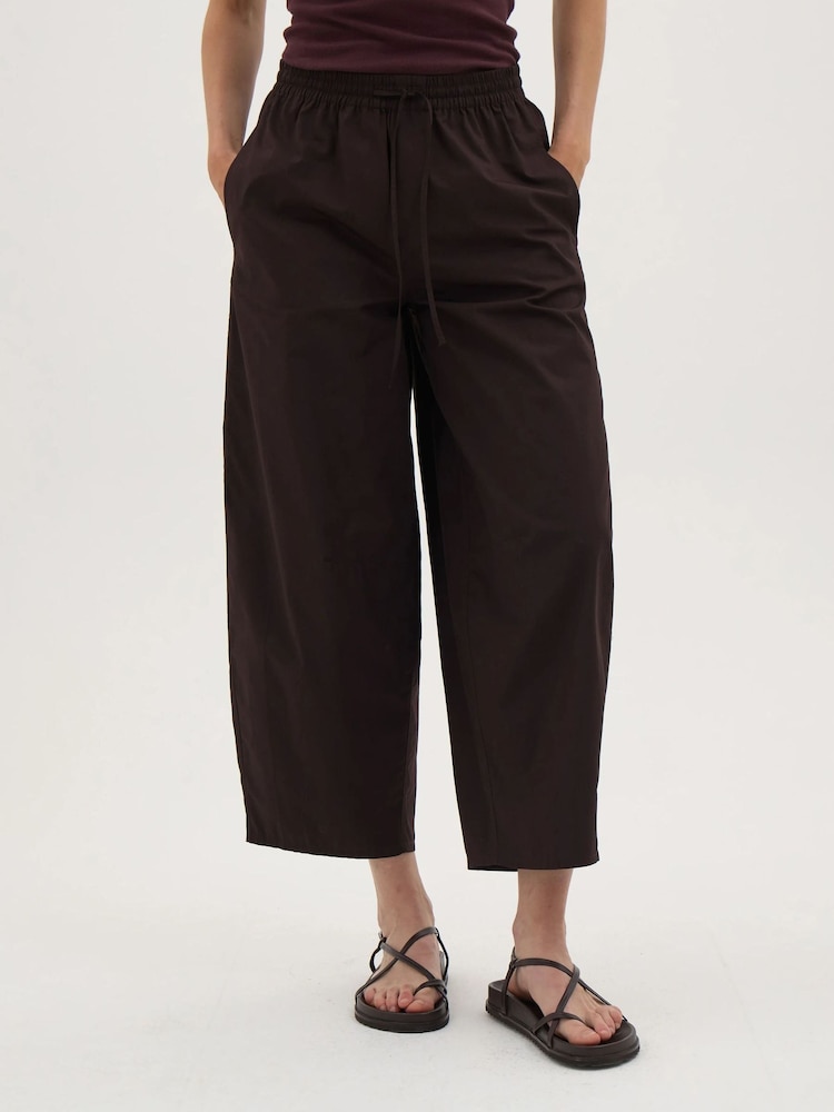 Hush Brown Juno Laundered Cotton Barrel Leg Trousers - Image 1 of 5 Hush Brown Juno Laundered Cotton Barrel Leg Trousers - Image 1 of 5