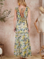 Hope and Ivy Yellow Floral Sleeveless Open Tie Maxi Dress - Image 2 of 2