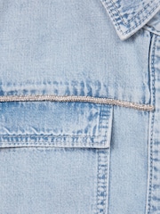 Reiss Mid Blue Sandie Senior Denim Crop Top - Image 6 of 6