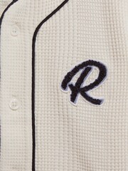 Reiss Ecru Jonny Senior Textured Collarless Shirt - Image 6 of 6