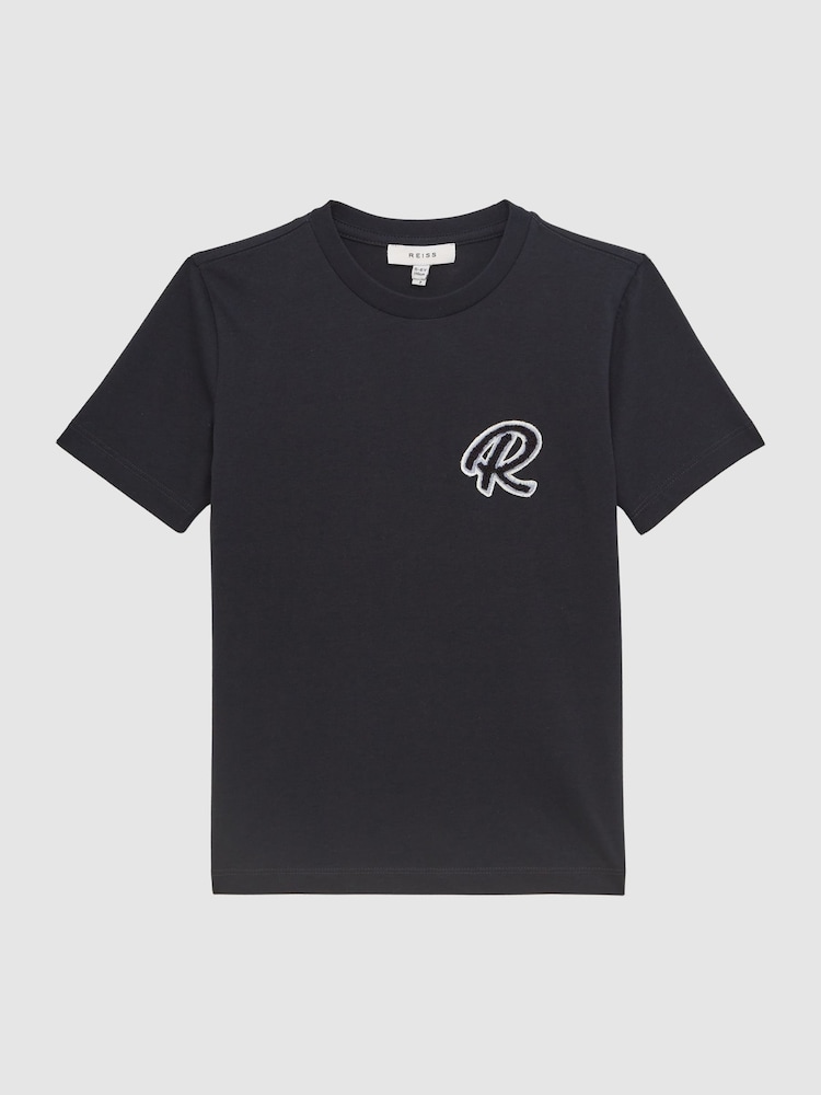 Reiss Navy Jude 3-9 yrs Cotton Crew Neck T-Shirt - Image 1 of 6