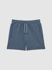Reiss Airforce Blue Robin Slim Fit Textured Drawstring Shorts - Image 2 of 6